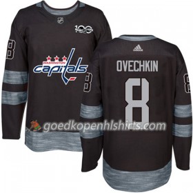 Washington Capitals Alex Ovechkin 8 1917-2017 100th Anniversary Adidas Zwart Authentic Shirt - Mannen